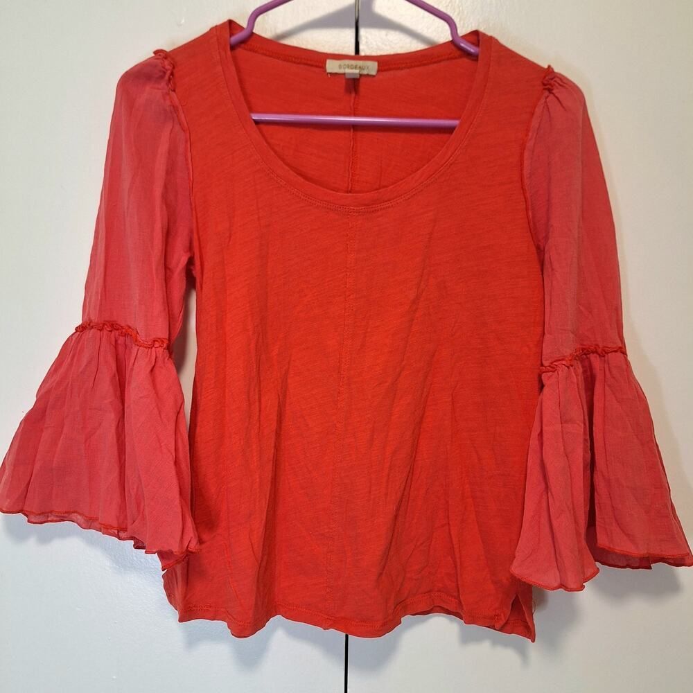Bordeaux Anthropologie Bell Sleeve Top
